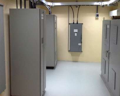 Electrical equipment room with installed panels