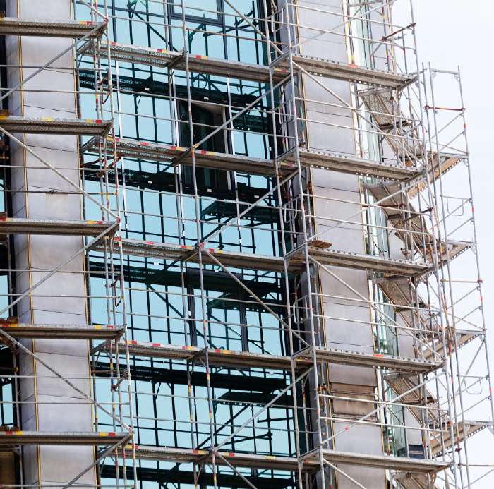Scaffold access erected around a storage tank